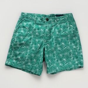 Vineyard Vines Shorts Mens 30 Green Palm Print 7" Inseam Chino
